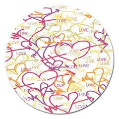 Love Heart Valentine Rainbow Color Purple Pink Yellow Green Magnet 5  (Round)