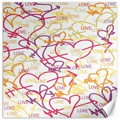 Love Heart Valentine Rainbow Color Purple Pink Yellow Green Canvas 16  x 16  