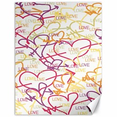 Love Heart Valentine Rainbow Color Purple Pink Yellow Green Canvas 18  x 24  