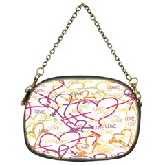 Love Heart Valentine Rainbow Color Purple Pink Yellow Green Chain Purses (One Side) 