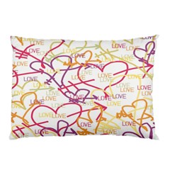 Love Heart Valentine Rainbow Color Purple Pink Yellow Green Pillow Case