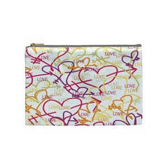 Love Heart Valentine Rainbow Color Purple Pink Yellow Green Cosmetic Bag (Medium) 