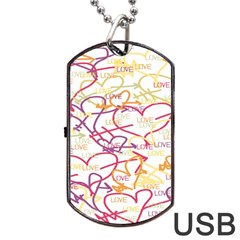 Love Heart Valentine Rainbow Color Purple Pink Yellow Green Dog Tag USB Flash (Two Sides)