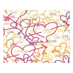 Love Heart Valentine Rainbow Color Purple Pink Yellow Green Double Sided Flano Blanket (Large) 