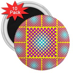 Rotational Plaid Purple Blue Yellow 3  Magnets (10 pack) 