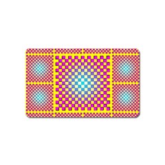 Rotational Plaid Purple Blue Yellow Magnet (Name Card)