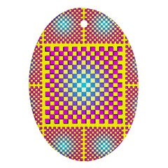 Rotational Plaid Purple Blue Yellow Oval Ornament (Two Sides)