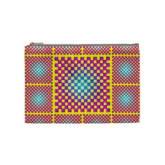 Rotational Plaid Purple Blue Yellow Cosmetic Bag (Medium) 