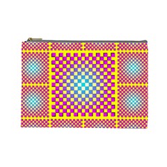 Rotational Plaid Purple Blue Yellow Cosmetic Bag (Large) 