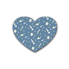 Space Saturn Star Moon Rocket Planet Meteor Rubber Coaster (Heart) 