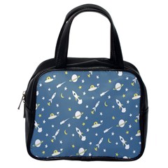 Space Saturn Star Moon Rocket Planet Meteor Classic Handbags (One Side)