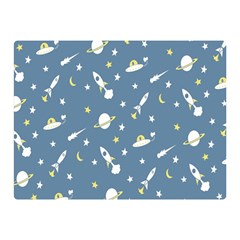 Space Saturn Star Moon Rocket Planet Meteor Double Sided Flano Blanket (Mini) 