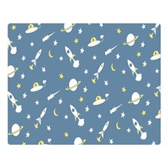 Space Saturn Star Moon Rocket Planet Meteor Double Sided Flano Blanket (Large) 