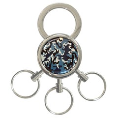 Blue Water Camouflage 3-ring Key Chains by Nexatart