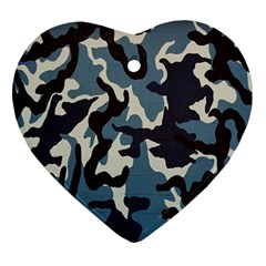 Blue Water Camouflage Heart Ornament (two Sides) by Nexatart