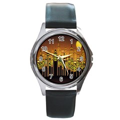 Buildings Skyscrapers City Round Metal Watch by Nexatart