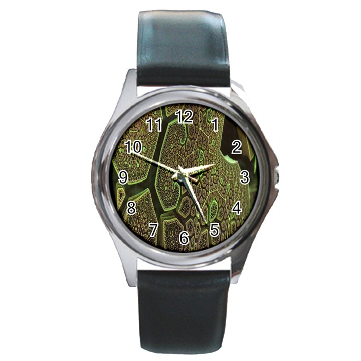 Fractal Complexity 3d Dimensional Round Metal Watch