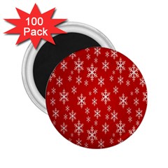 Christmas Snow Flake Pattern 2 25  Magnets (100 Pack) 