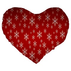 Christmas Snow Flake Pattern Large 19  Premium Heart Shape Cushions by Nexatart