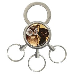 Owl And Black Cat 3-ring Key Chains