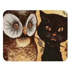 Owl And Black Cat Double Sided Flano Blanket (large)  by Nexatart