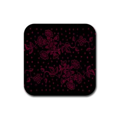 Pink Floral Pattern Background Wallpaper Rubber Square Coaster (4 Pack)  by Nexatart