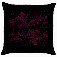 Pink Floral Pattern Background Wallpaper Throw Pillow Case (black) by Nexatart