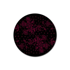 Pink Floral Pattern Background Wallpaper Rubber Round Coaster (4 Pack)  by Nexatart