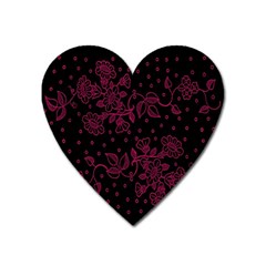 Pink Floral Pattern Background Wallpaper Heart Magnet