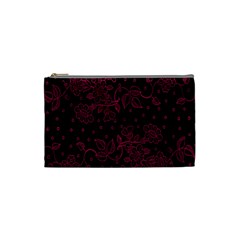 Pink Floral Pattern Background Wallpaper Cosmetic Bag (small) 