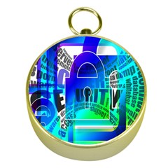Security Castle Sure Padlock Gold Compasses by Nexatart