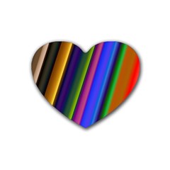 Strip Colorful Pipes Books Color Rubber Coaster (heart)  by Nexatart