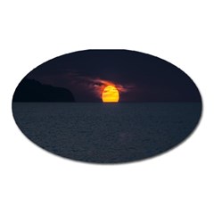 Sunset Ocean Azores Portugal Sol Oval Magnet by Nexatart