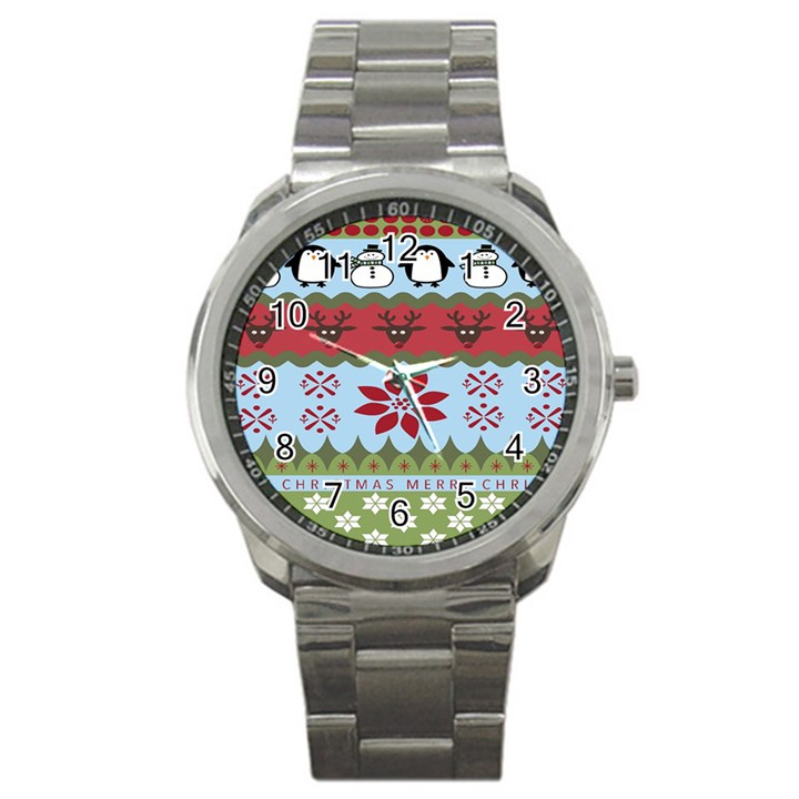 Ugly Christmas Xmas Sport Metal Watch