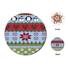 Ugly Christmas Xmas Playing Cards (Round) 