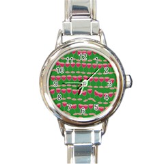 Wine Red Champagne Glass Red Wine Round Italian Charm Watch by Nexatart