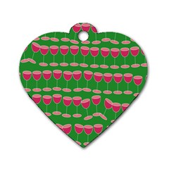 Wine Red Champagne Glass Red Wine Dog Tag Heart (two Sides) by Nexatart