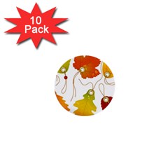 Vector Beautiful Maple Leaf 1  Mini Buttons (10 Pack)  by Nexatart