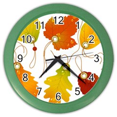 Vector Beautiful Maple Leaf Color Wall Clocks by Nexatart