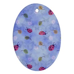 Ladybug Blue Nature Oval Ornament (two Sides) by Nexatart