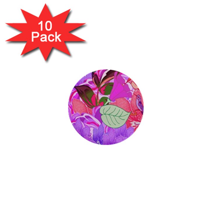 Abstract Flowers Digital Art 1  Mini Buttons (10 pack) 