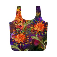 Abstract Flowers Floral Decorative Full Print Recycle Bags (m) 