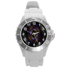 Abstract Fractal Art Round Plastic Sport Watch (l)