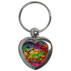 Abstract Squares Triangle Polygon Key Chains (heart) 