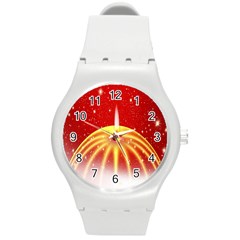 Advent Candle Star Christmas Round Plastic Sport Watch (m) by Nexatart