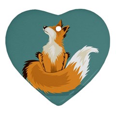 Animal Wolf Orange Fox Heart Ornament (two Sides) by Alisyart