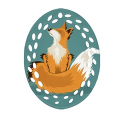 Animal Wolf Orange Fox Ornament (oval Filigree)