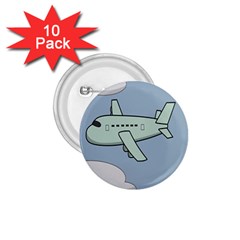 Airplane Fly Cloud Blue Sky Plane Jpeg 1 75  Buttons (10 Pack)