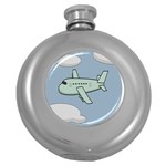 Airplane Fly Cloud Blue Sky Plane Jpeg Round Hip Flask (5 oz) Front
