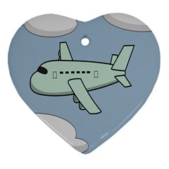 Airplane Fly Cloud Blue Sky Plane Jpeg Heart Ornament (two Sides) by Alisyart